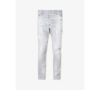 Dsquared2 Mens Grey Abstract-print Slim-fit Distressed Stretch-denim Jeans 34