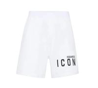 Dsquared2 Mens Icon Logo Relaxed White Shorts Cotton - Size Medium