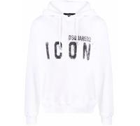 Dsquared2 Mens Icon Paint-splatter Cotton Hoodie White - Size Medium