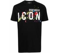 Dsquared2 Mens Icon Paint Splattered T-shirt Black Cotton - Size Small