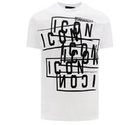 Dsquared2 Mens Icon Stamps Logo White T-Shirt Cotton - Size X-Small