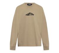 Dsquared2 Mens Khaki Long Sleeve T-shirt Black Stretched Icon Logo - Brown Cotton - Size Medium
