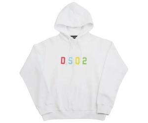 Dsquared2 Mens Multicoloured DSQ2 Logo White Hoodie Cotton - Size Medium