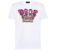 Dsquared2 Mens Space Invaders Logo Cool Fit White T-Shirt Cotton - Size 2XL