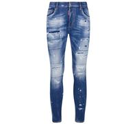 Dsquared2 Mens Super Twinky Jean Faded Reinforced Ripped Blue Jeans Cotton - Size 28W/30L