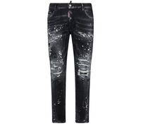 Dsquared2 Mens Tidy Biker Jean Paint Splash Reinforced Ripped Black Jeans Cotton - Size 44W/30L