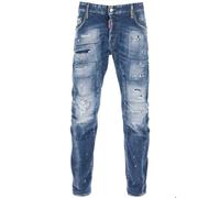 Dsquared2 Mens Tidy Biker Jean Paint Splash Reinforced Ripped Blue Jeans Cotton - Size 30W/30L