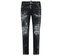 Dsquared2 Tidy Biker Jean Paint Splash Reinforced Ripped Black Jeans - W44 - 30L - W44