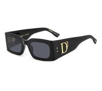 Dsquared2 Woman D2 0109/S 807/IR Sunglasses Acetate Black Grey Squared Normal