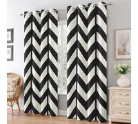 DSRDRFG Black White Chevron Blackout Curtains 213x243cm/84x96in(WxH) Abstract Modern Zig Zag Striped Print Window Curtains for Bedroom Living Room, Thermal Insulated Grommet Drapes, 2 Panels