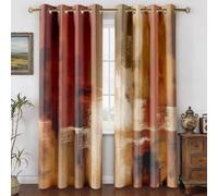 DSRDRFG Burnt Orange Blackout Curtains for Bedroom 75x106in/190x270cmWxH Abstract Rust Thermal Insulated Room Darkening Window Drapes for Living Room Kitchen Modern Decorative, 2 Panels