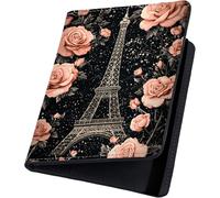 DSRGRGFDJ RFID Blocking Passport Holder, Travel Passport Wallet with Multiple Card Slots,Large Capacity Passport Cover for Men & Women,Secure Travel Document Organizer, Paris Rose Pattern, 5.51 inches