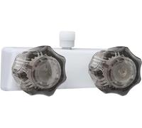 DSRTLP RV Shower Faucet, Camper Shower Faucet Replacement, with 2 knobs 4 Inches Outdoor Shower Faucet use for Mobile Outside Van Travel Trailer Motorhome Bathroom and Boat, White