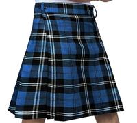 DSS KILTS- Adjustable Tartan Kilt for Men Lightweight Quick Wear Velcro Wrap Knife Pleats Belt Loops Casual Scottish Kilt, Ramsay Blue Tartan, 44-46