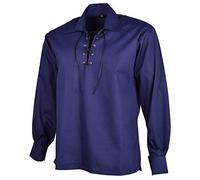 DSS Kilts-Jacobite Ghillie Kilt Shirt for Men - Long Sleeve Lace-Up Highland Kilt Shirt, American Sizes Big and Tall S-7XL, Dark Blue, Medium