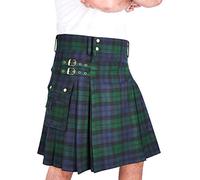 DSS KILTS- Men's Heavy Tartan Utility Kilt-Kilt for Men, Black Watch Tartan, 44 Regular