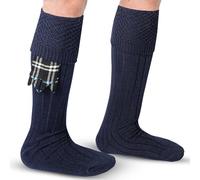 DSS KILTS Scottish Bubbles Kilt Hose for Men, Ribbed Socks for USA Shoe Sizes, Navy Blue, Medium