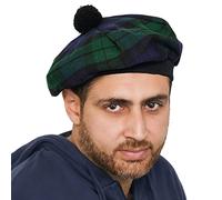 DSS KILTS Scottish Tam O' Shanter Acrylic Tartan Wool Tammy Hat-Kilt Accessory for Men, Black Watch Tartan Tammy Hat, One Size