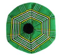 DSS KILTS Scottish Tam O' Shanter Acrylic Tartan Wool Tammy Hat-Kilt Accessory for Men, Irish National Green Tartan Tammy Hat, One Size