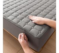 DSSHENGDS Customizable Up Bed Sheets ，Breathable Mattress Encasement Topper ，Premium Zipped Dustproof Mattress Protector ，All Round Protection Mattress Cover-grey- 180x200+30cm