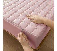 DSSHENGDS Customizable Up Bed Sheets ，Breathable Mattress Encasement Topper ，Premium Zipped Dustproof Mattress Protector ，All Round Protection Mattress Cover-pink- 90x190+21cm
