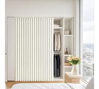 DSSHENGDS Self-adhesive sliding cabinet curtains, suitable for wardrobes, shoe cabinets, and washing machine cabinets.-White- W200cmxH220cm