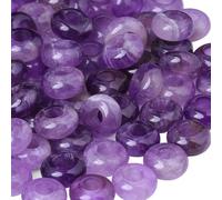 dssmboom 20 Pcs Amethyst Large Hole Beads for Jewelry Making, DIY Crafts, Rondelle Loose Macrame Beads for Hair, 12x6mm