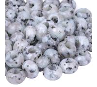 dssmboom 20 Pcs Sesame Jasper Large Hole Beads for Jewelry Making, DIY Crafts, Rondelle Loose Macrame Beads for Hair, 14x8mm