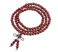 dssmboom 6mm 108 Mala Beads Bracelet Handmade Tibetan Buddhist Prayer Beads Necklace Natural Cat's Eye Red Sandalwood Beaded Bracelet for Meditation