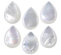 dssmboom 6Pcs White Shell Beads for Jewelry Making, Flat Back Teardrop Shaped Cabochons for DIY Project Home Decoration, 12x16mm
