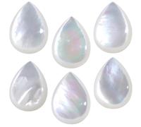 dssmboom 6Pcs White Shell Beads for Jewelry Making, Flat Back Teardrop Shaped Cabochons for DIY Project Home Decoration, 13x18mm
