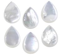 dssmboom 6Pcs White Shell Beads for Jewelry Making, Flat Back Teardrop Shaped Cabochons for DIY Project Home Decoration, 8x12mm