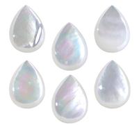 dssmboom 6Pcs White Shell Beads for Jewelry Making, Flat Back Teardrop Shaped Cabochons for DIY Project Home Decoration, 10x14mm