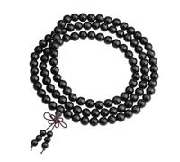dssmboom 8mm 108 Mala Beads Bracelet Handmade Tibetan Buddhist Prayer Beads Necklace Natural Black Ebony Beaded Bracelet for Meditation