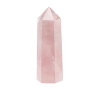 dssmboom Healing Stone Hexagonal Crystal Point for Chakra Balancing, Rose Quartz Facted Single Pointed Crystal Wand for Wicca and Reiki Healing, 48-55 mm