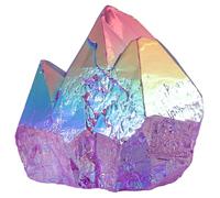 dssmboom Irregularly Single Pointed Purple AB Titanium Coated Rock Quartz Cluster Mineral Specimen, Reiki Healing Rock Crystal Geode for Stone Collection and Home Decor, Purple
