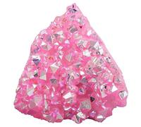dssmboom Irregularly White AB Titanium Coated Rock Quartz Cluster Mineral Specimen, Reiki Healing Rock Crystal Geode for Stone Collection and Home Decor, Pink