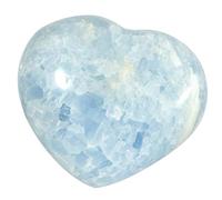 dssmboom Natural Blue Celestite Crystal Heart Ornament for Desktop Display and Collection, Polished Love Heart Celestite Stone Meditation Home Decoration, 1.97"-2.36"