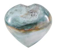 dssmboom Natural Ocean Agate Crystal Heart Worry Stone for Valentine's Day, Polished Ocean Agate Love Heart Stone for Chakra Balancing Meditation Home Decoration, 1.97"-2.36"