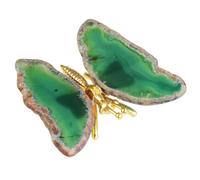 dssmboom Pack of 2 Geode Agate Slice Butterfly Figurine for Desktop Decor, Golden Butterfly with Green Agate Slice Wings for Collection or Display