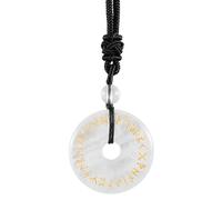 dssmboom Peace Buckle Pendant Necklace Crystal Runes Stone Pendant | Natural Crystal Stone Peace Buckle Pendant Amulet for Men and Women, Golden Engraved Runes Stone Pendant with Adjustable Cord