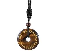 dssmboom Peace Buckle Pendant Necklace Tiger's Eye Runes Stone Pendant