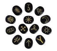 dssmboom Set of 13 Rune Stones Engraved Gypsy Symbol Runes for Divination