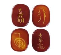 dssmboom Set of 4 Oval Healing Crystal Engraved Usui Reiki Symbol Stones