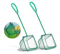 DSSPORT 2 PCS Aquarium Fish Nets,4 Inch Quick Catch Mesh Nylon Fishing Nets with Plastic Handle Green