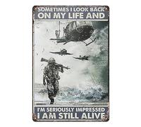 DSSWAK Aluminium Metal Tin Sign Retro Sometimes I Look Back On My Life I Am Still Alive Funny Home Cave Garage Bar Wall Decoration Vintage Metal Sign 8 X 12 Inch