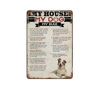 DSSWAK Aluminium Metal Tin Signs Funny My House My Dog My Rule Australian Shepherds Metal Man Cave Bar Pub Club Home Wall Decoration 8 X 12 Inch, Vintage 6240