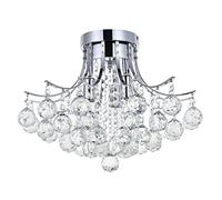 Dst Crystal Chandelier Ceiling Light, Modern Mini Flush Mount LED Chandelier Lights Chrome Pendant Lighting Fixture for Living Room, Dining Room, Bedroom, Hallway, Stairway, Lounge, Size D40cm H32cm