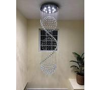 Dst Spiral Sphere Crystal Chandelier Ceiling Lights, Spectacular Droplet LED Light Fixture, Flush Mount Pendant Lamp for Living Room Hotel Entryway Hallway Foyer Romantic Decor, Size: D50cm H180cm