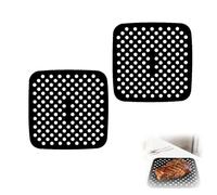 Dstarymnix Silicone Mats for Hot Air Fryer, Reusable Perforated Non-Stick Baking Mats, Heat Resistant, Dishwasher Safe for Airfryer, Oven, Steamer, Kitchen, 21.5 x 21.5 cm, Pack of 2